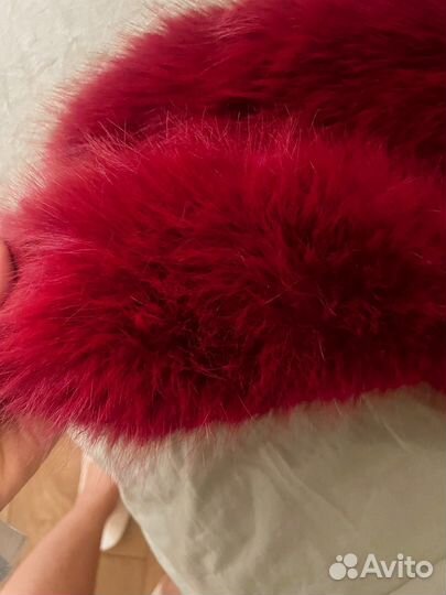 Меховая косынка/капюшон цвет бордо