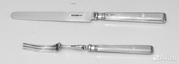 Серебряный Антикварный набор десертных вилок ножей