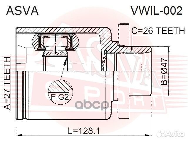 ШРУС внутренний левый 27х47х26 vwil-002 asva