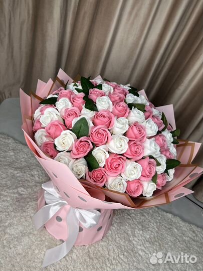 101 мыльная роза мишка в подарок