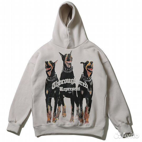 Худи dobermans are hooligans бежевое