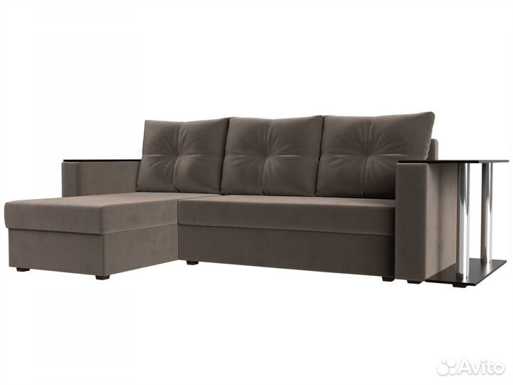 Диван угловой Атланта Лайт левый угол, велюр, кори