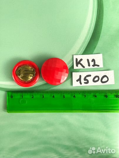 Винтажные клипсы красные, США. К12. А