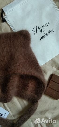 Чепчик с ушками Teddy с пайетками из Ангоры 80