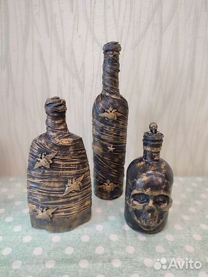 Бутылка подарочная на 23 февраля, декупаж