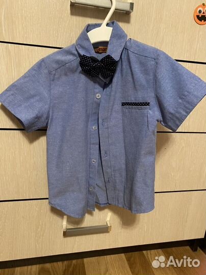 Рубашка синяя с бабочкой