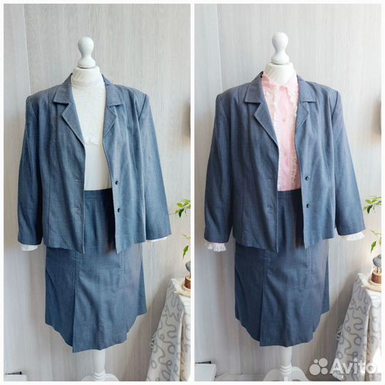 Костюм с юбкой+2 блузы р42-44 Винтаж ретро