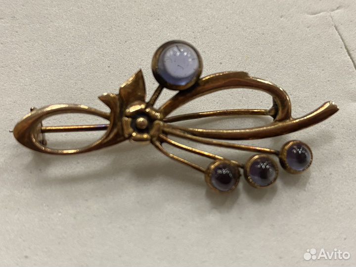 Брошь кольцо янтарь серебро винтаж СССР