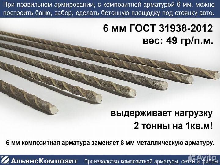 Арматура Стеклопластиковая 6 мм Гост + Покрытие