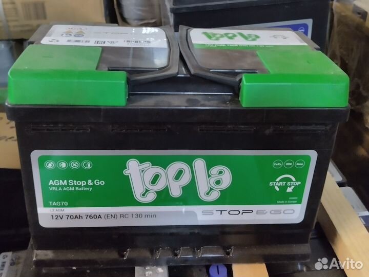 Аккумулятор 70 Ач AGM Topla Stop&Go