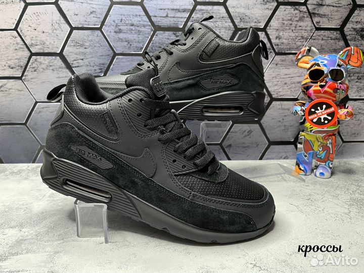 Кроссовки Nike Air Max 90 черные мех