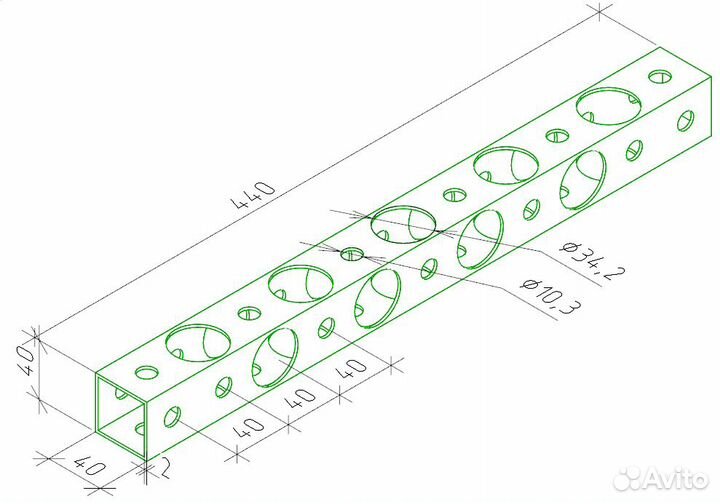 Перфорированная профильная труба L360, L440