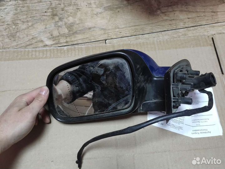 Зеркало переднее левое пежо 307 синие(не авто скла