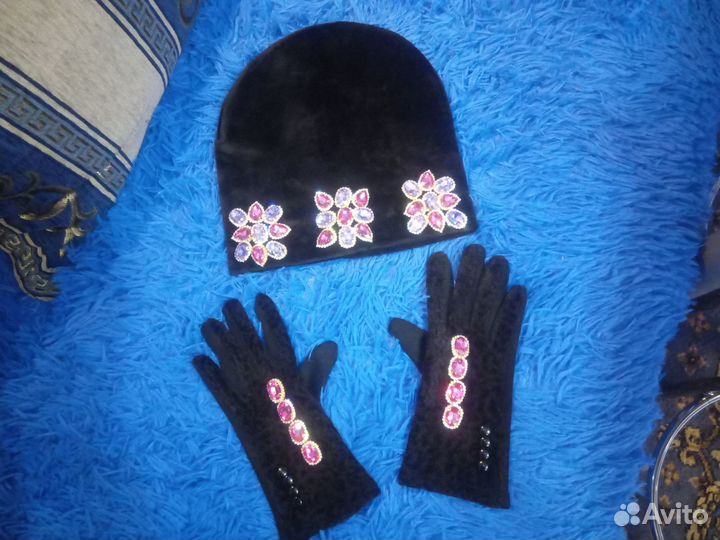 Шапка+перчатки(Авторская ручная работа)