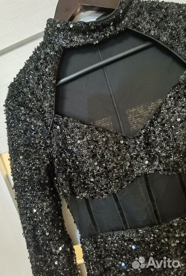 Вечернее выпускное платье в пол с разрезом черное