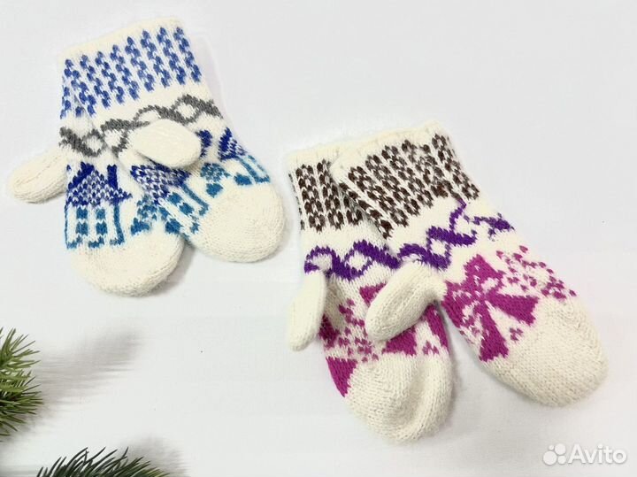 Варежки детские 2 пары 3 4 года