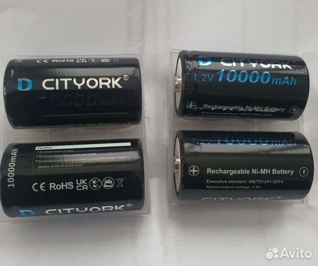 Батарейки D, аккумуляторные, 10000 mah, Ni-MH
