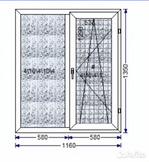 Поастиковое окно 1160*1350 в наличии