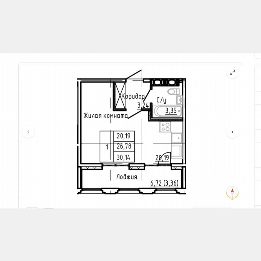 Квартира-студия, 30,1 м², 11/24 эт.