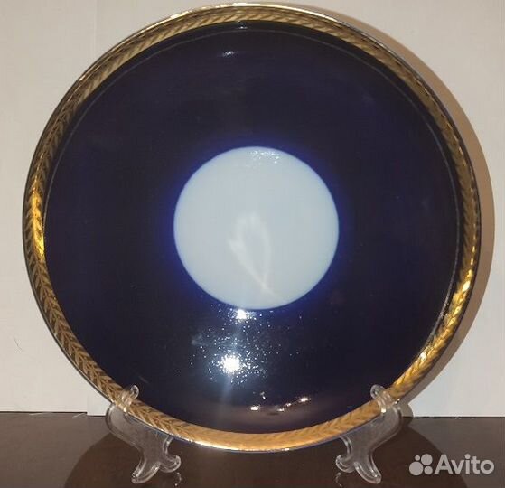 Блюдо, тарелка, фарфор, кобальт Золотой колосок