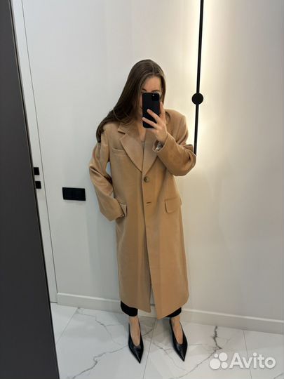 Пальто бежевое шерсть Anna Pekun