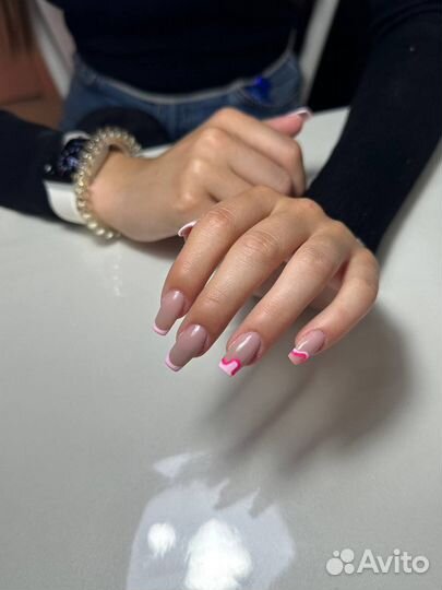 Маникюр, наращивание, гель-лак, выкладной френч