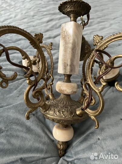 Люстра бронзовая с ониксом Югославия