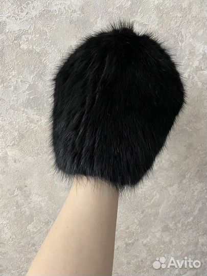 Шапка норковая женская вязаная