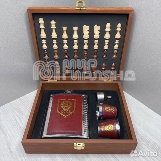 Набор мужской подарочный фляга, шахматы