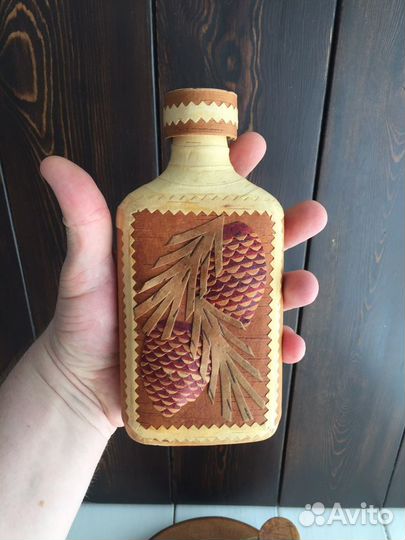 Фляга стекло и береста