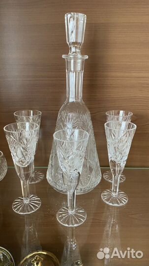Графин хрустальный чехия с рюмками
