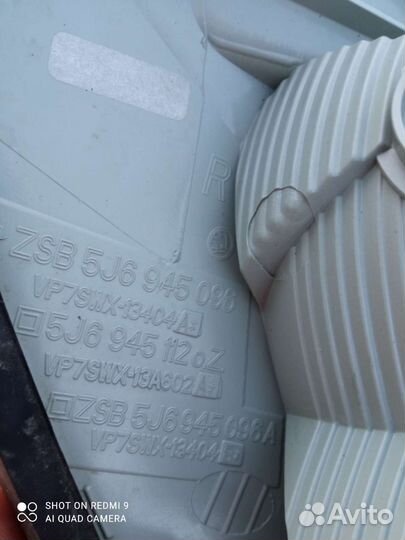 Фонарь задний правый skoda fabia 2