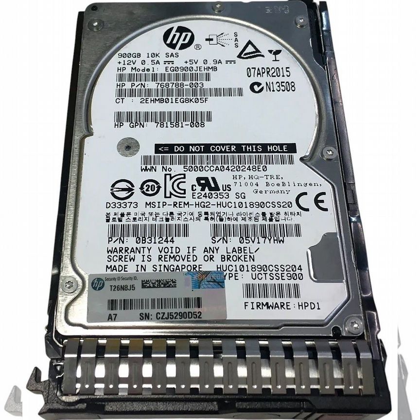[U1200] Жесткий Диск Hp Eg0900jehmb 900gb 10k Sas 2,5" Hdd U1200