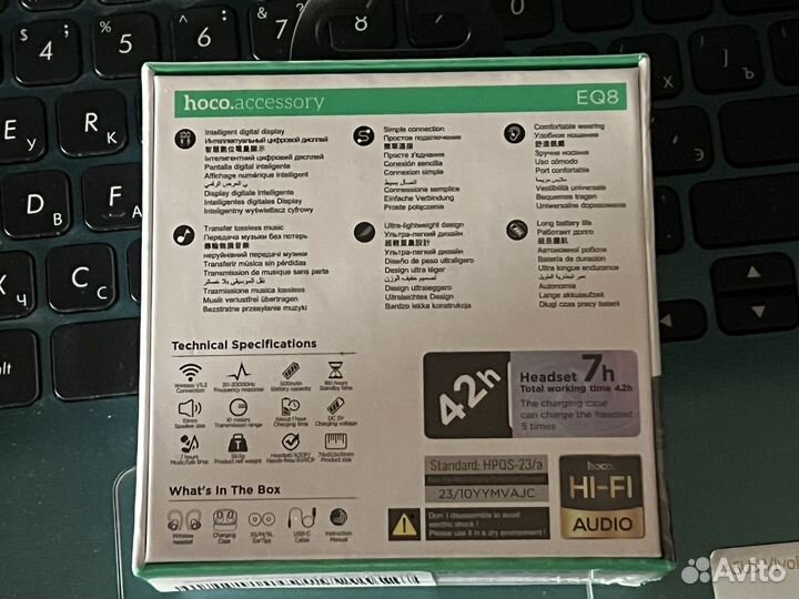 Hoco eq8 беспроводные спортивные блютуз наушники