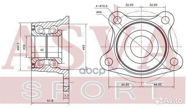 Подшипник ступицы колеса (комплект) зад прав/лев