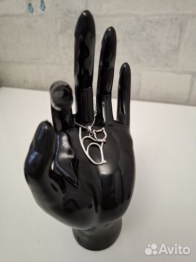 Подвеска Котик серебро 925 пробы с фианитами