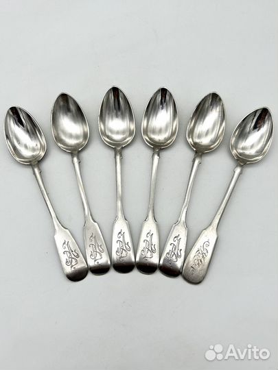 Набор из 6 чайных ложек серебро 84 проба 155,5 г