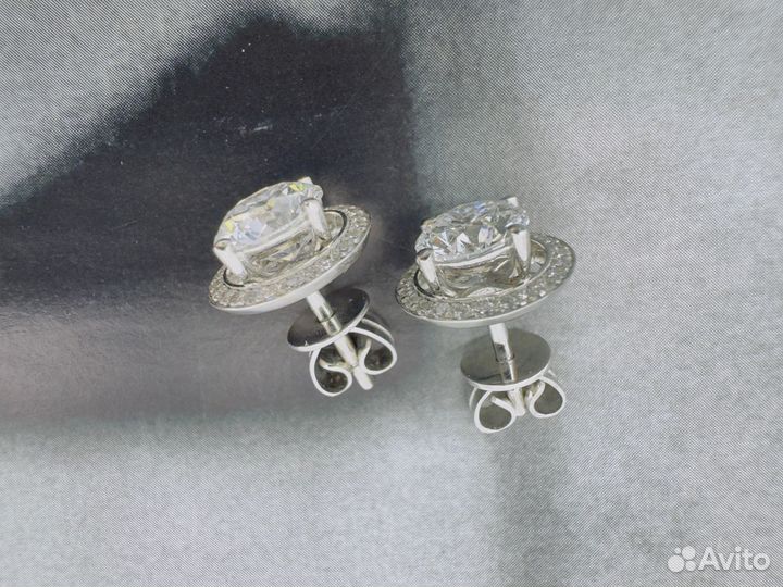Серьги пусеты с природными бриллиантами 3/3