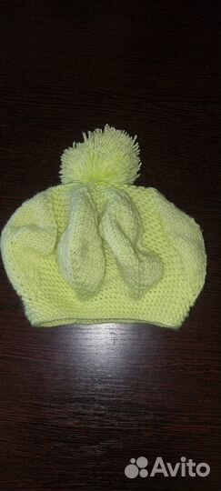 Комплект вязаный берет с бубоном и шарфом