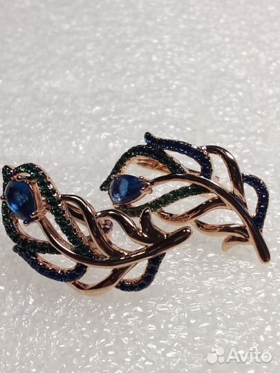 Золотой Комплект с Изумрудом и Сапфирами 18 р