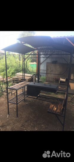Мангал с крышей и печкой
