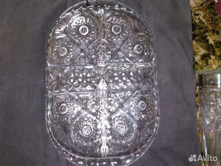 Хрустальная тяжелая ваза Чехия Менажница