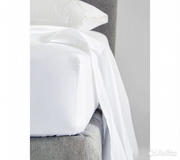Простынь GoodNight Сатин 200х200х20 Белый на резин