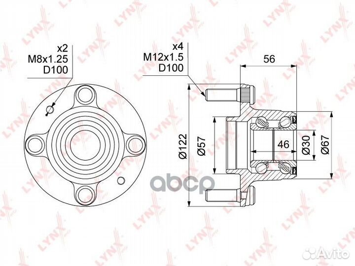 Ступица колеса зад прав/лев wh1202 lynxauto