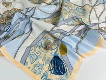 Шелковый платок Hermes голубой