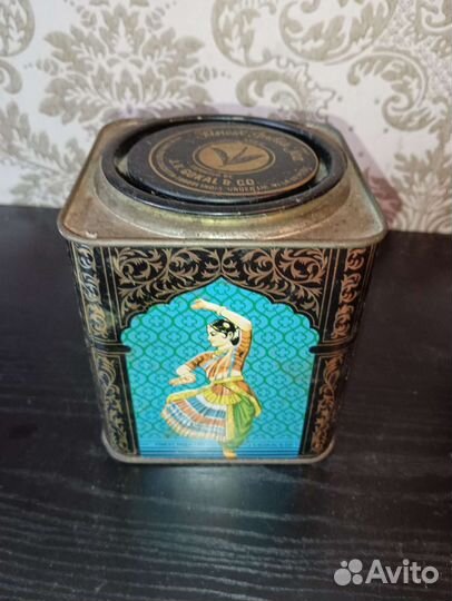 Жестяная банка от чая Индия, СССР, танцовщицы