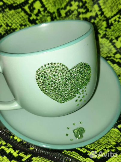 Чайная пара, керамика, инкрустация кружка