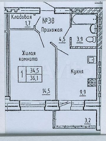 1-к. квартира, 36,1 м², 4/5 эт.