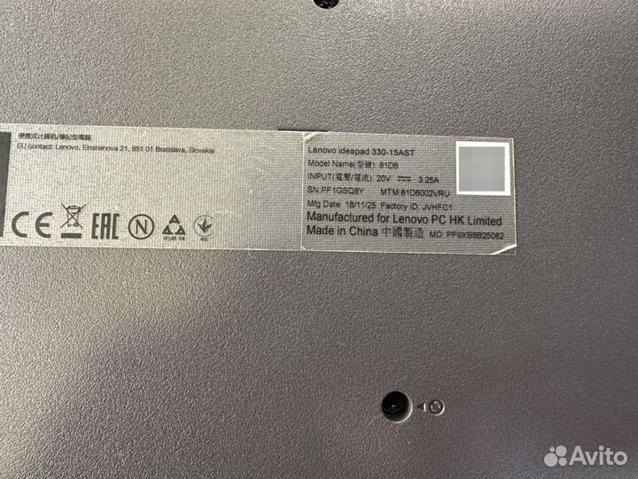 Ноутбук Lenovo ideapad 330-15AST