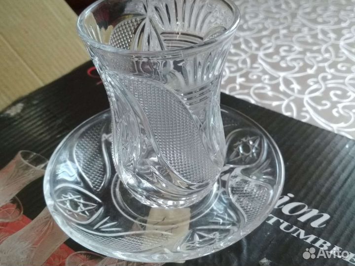 Хрустальные чайные пары, очень милые, новые